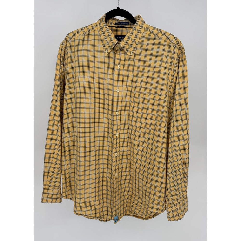 Austin Reed London Men's L Yellow Plaid Button Down Shirt Regent Street Oxford‎